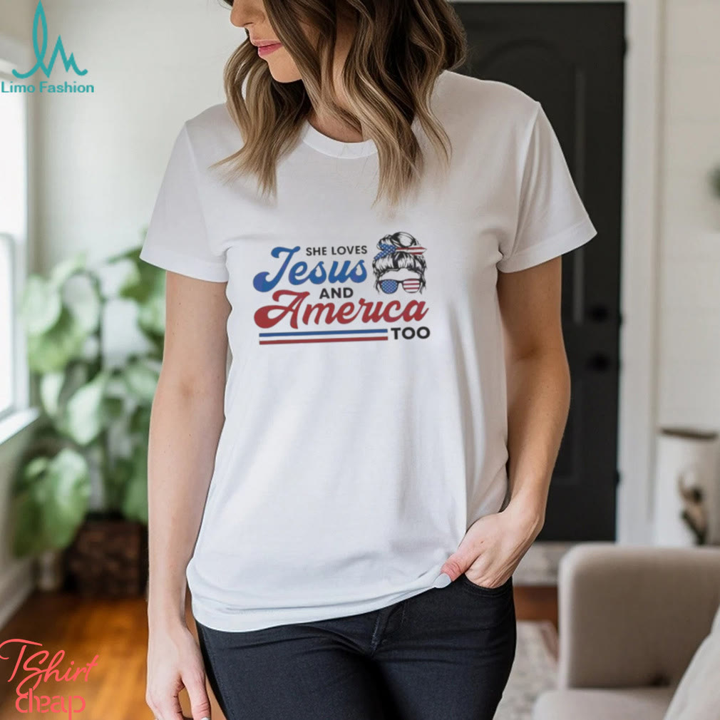 Christianartworkshop Minimalist Modern Style Loves Jesus And America Too Short Sleeve Washed T-shirt