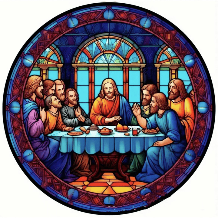 Discount Today: 5 Stained Glass Style The Last Supper Ornaments