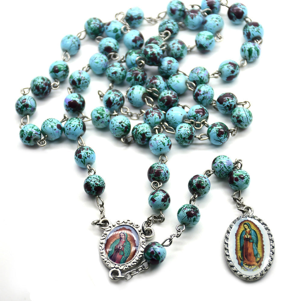 FREE Today: Our Lady Of Guadalupe Blue Glass Beads Rosary