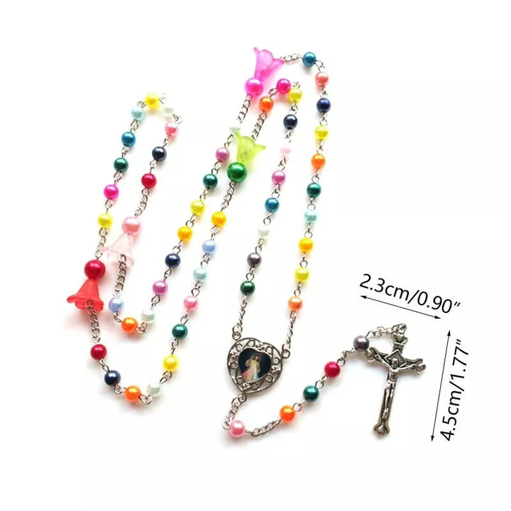 ChristianartworkshopJesus & Mary Colorful Pearl Rosary