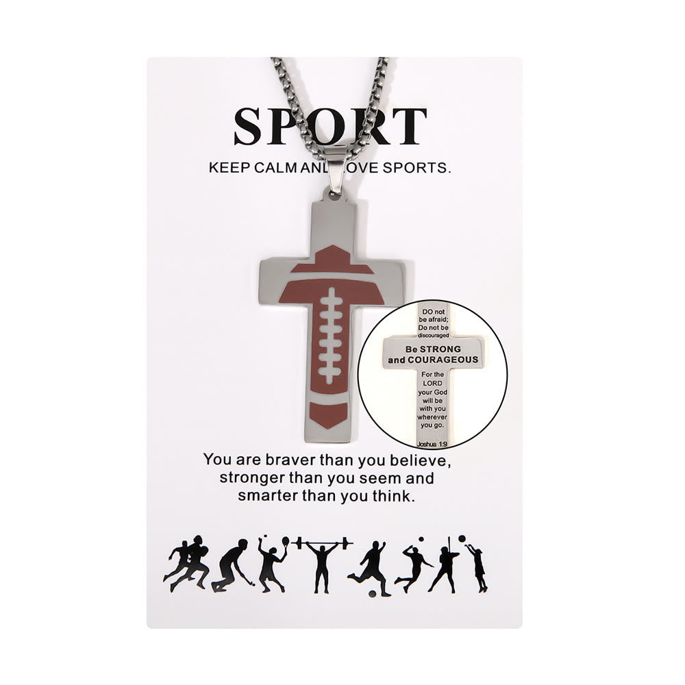 Christianartworkshop Sport Style Football Pray for Blessings Cross Necklace