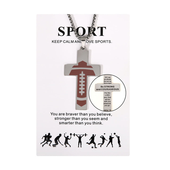 Christianartworkshop Sport Style Football Pray for Blessings Cross Necklace