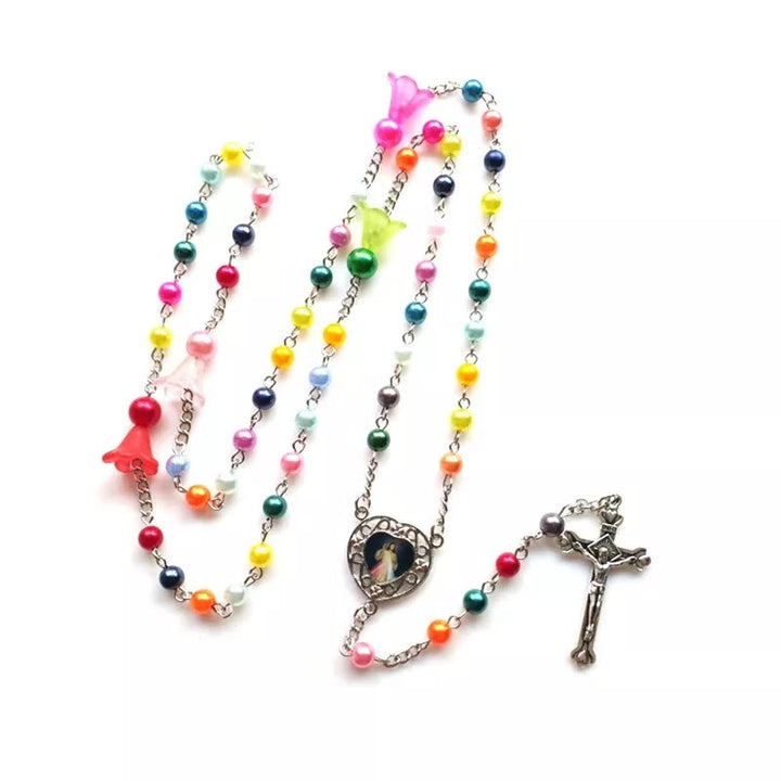 Discount Today: Jesus & Mary Colorful Pearl Rosary