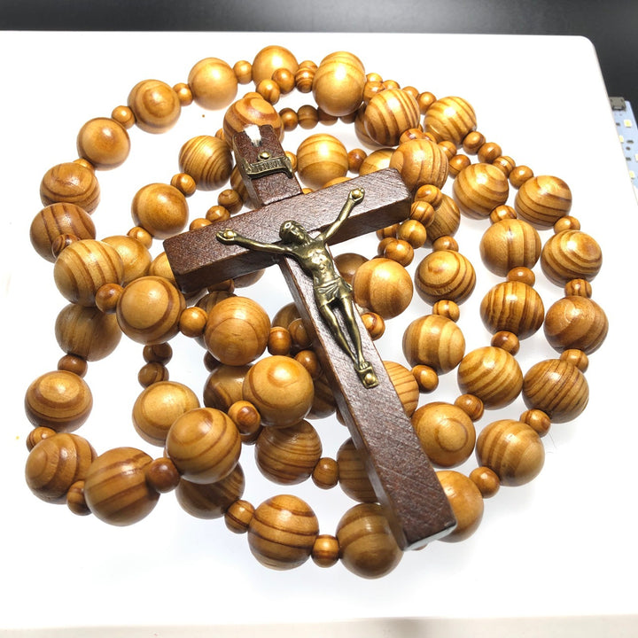 Christianartworkshop Handmade Olive Wood Crucifix Prayer Rosary - Camel - image 0