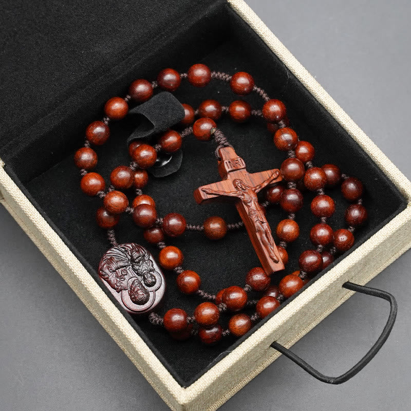 Handmade Olive Wood Rosary: Saint Benedict Crucifix, Medjugorje-544634