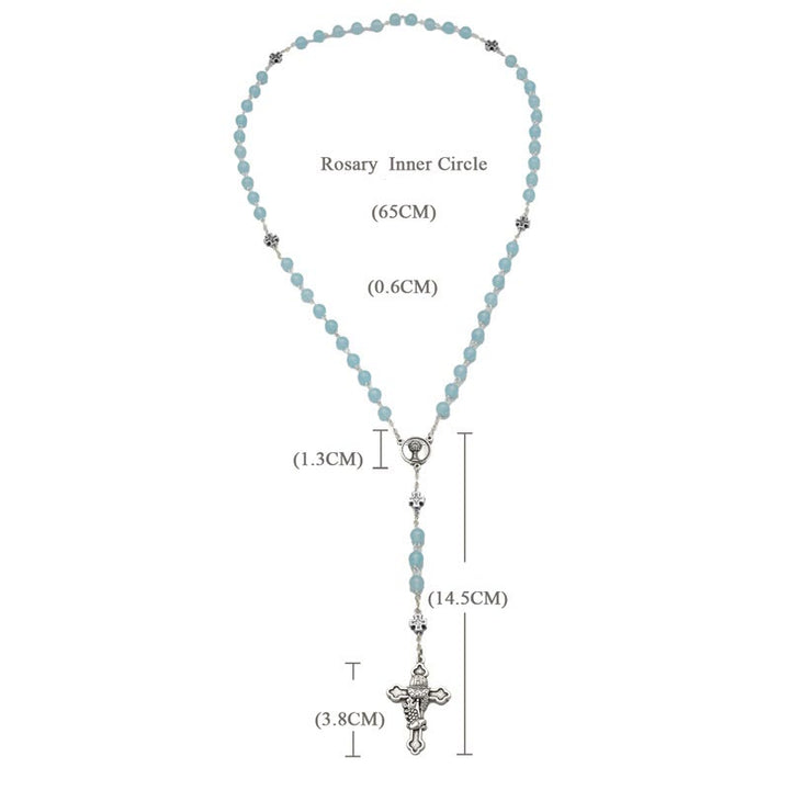 Christianartworkshop Blessing Rosary Cross in Light Blue Chalcedony