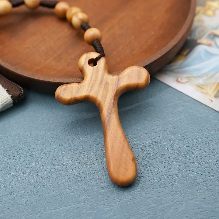 Christianartworkshop Handmade Polished Olive Wood Cross Car Rosary