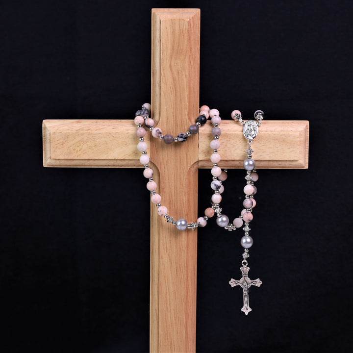 Free Today: Natural Stone Crucifix Hand Held Prayer Rosary Bracelet