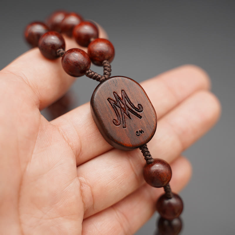 Christianartworkshop Quality Original Handmade Praying Rosary (Red Sandalwood/Ebony) - image 3