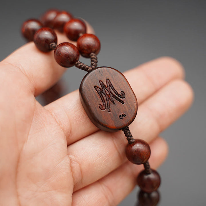 Christianartworkshop Quality Original Handmade Praying Rosary (Red Sandalwood/Ebony) - image 3