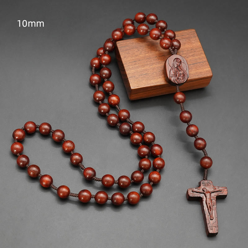 Christianartworkshop Quality Original Handmade Praying Rosary (Red Sandalwood/Ebony) - image 1