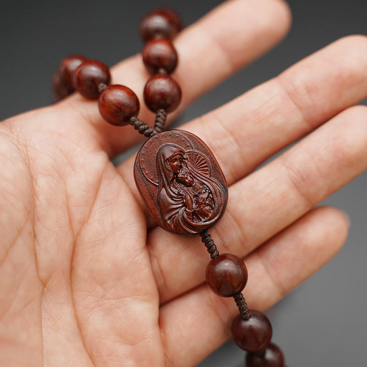 Christianartworkshop Quality Original Handmade Praying Rosary (Red Sandalwood/Ebony) - image 2