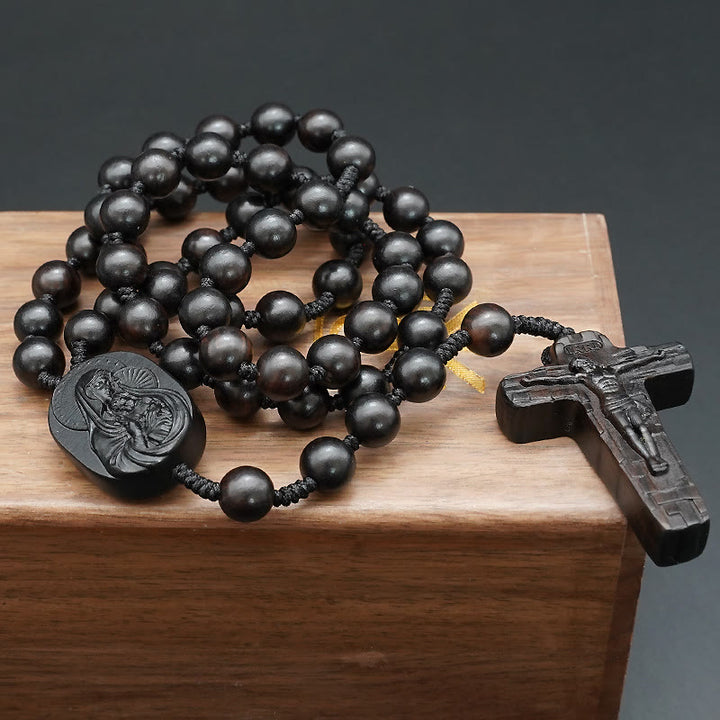 Christianartworkshop Quality Original Handmade Praying Rosary (Red Sandalwood/Ebony) - image 7