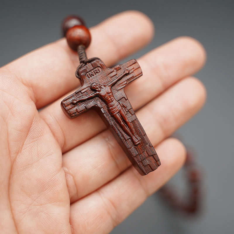 Christianartworkshop Quality Original Handmade Praying Rosary (Red Sandalwood/Ebony) - image 4