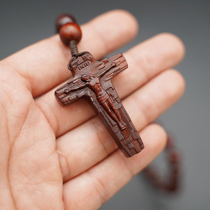 Christianartworkshop Quality Original Handmade Praying Rosary (Red Sandalwood/Ebony) - image 4