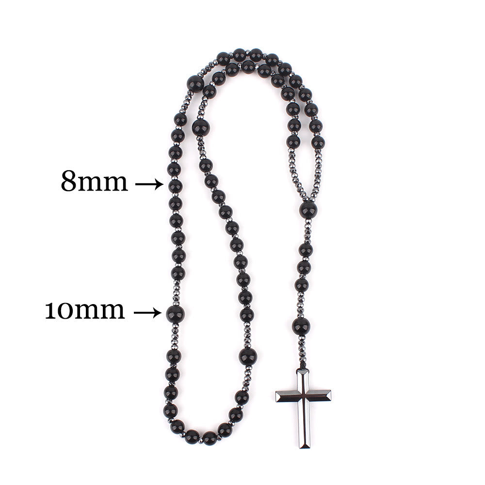 Christianartworkshop Agate/Tiger's Eye Stone Cross Catholic Rosary - image 7