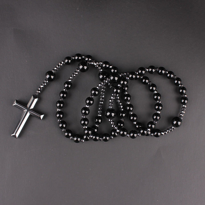 Christianartworkshop Agate/Tiger's Eye Stone Cross Catholic Rosary - image 5