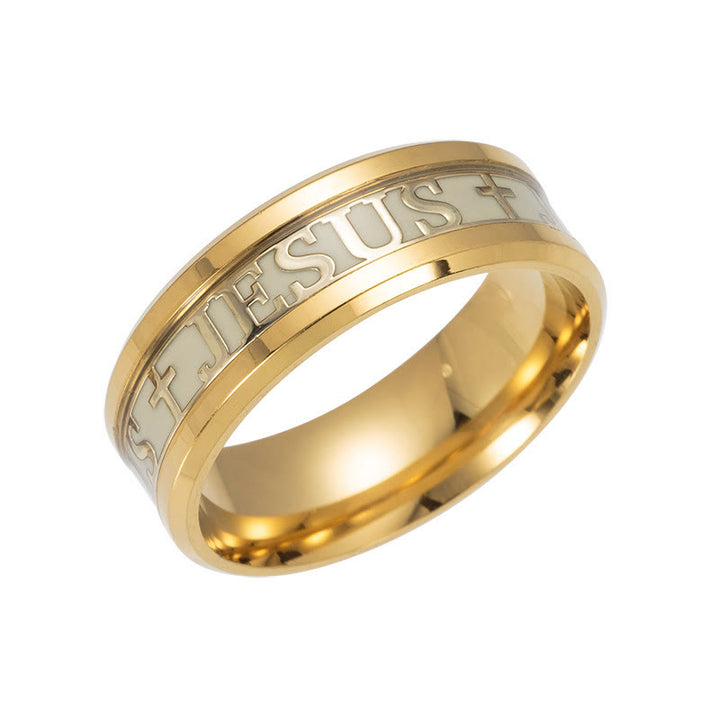 FREE Today: 4colors Luminous Glow in the Dark "JESUS" Printed Detail-crafted Stainless Steel Ring