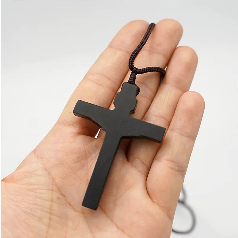 FREE Today: Christianartworkshop Jesus Crucifix Wooden Necklace (Made in Holy Land)