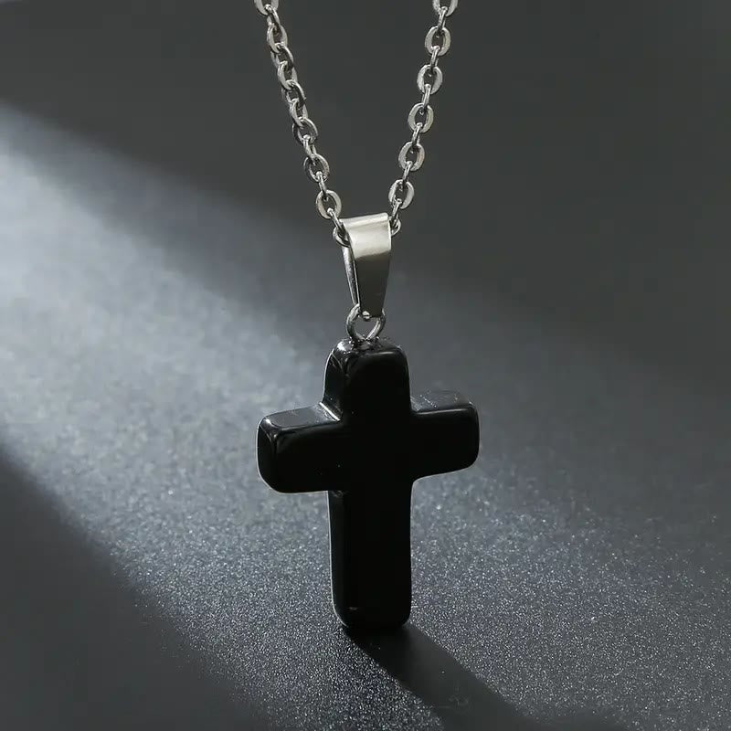 Christianartworkshop Natural Stone Cross Gemstone Pendant Necklace - Onxie - image 18