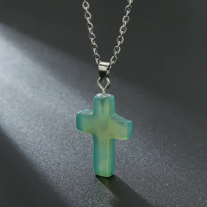 Christianartworkshop Natural Stone Cross Gemstone Pendant Necklace - Aventurine - image 15