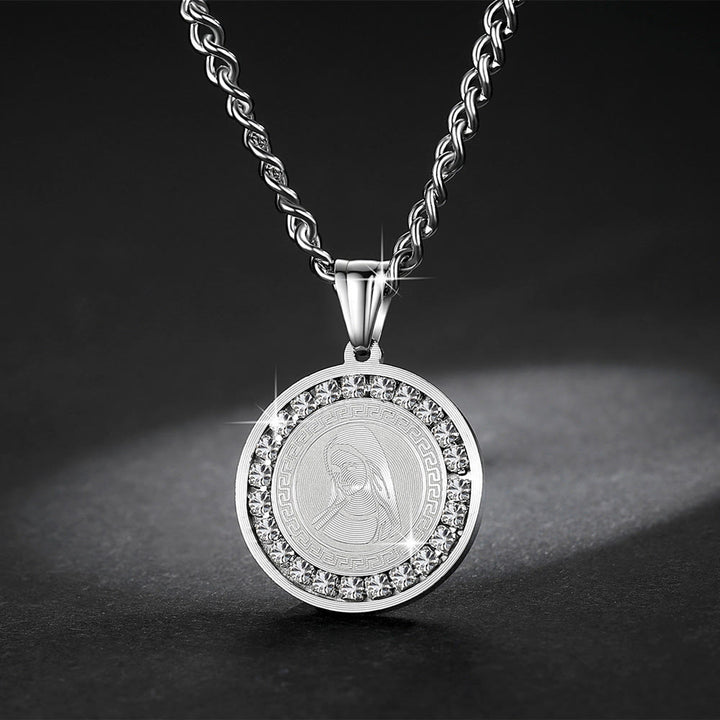 Christianartworkshop Zircon Set Virgin Mary Titanium Pendant Necklace - image 6