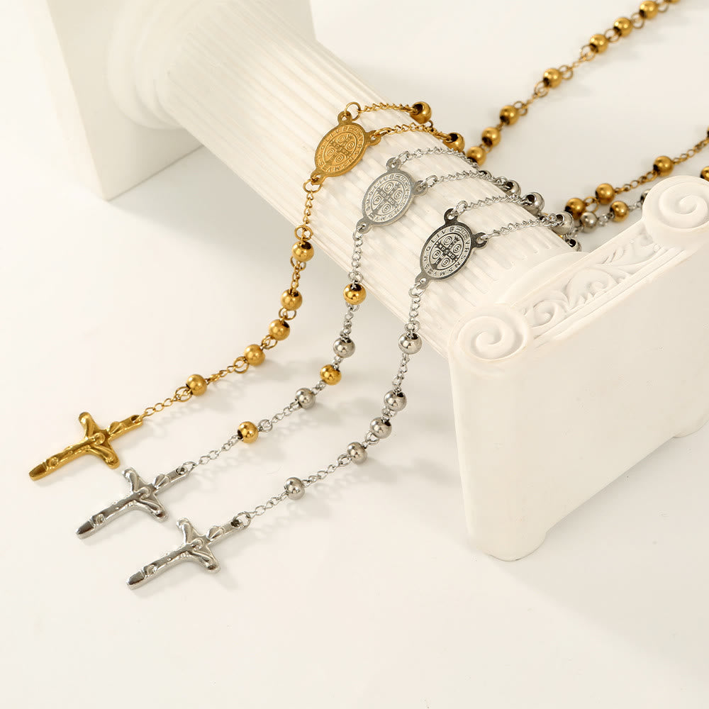 Stainless Steel Beads St. Benedict Crucifix Rosary - image 4