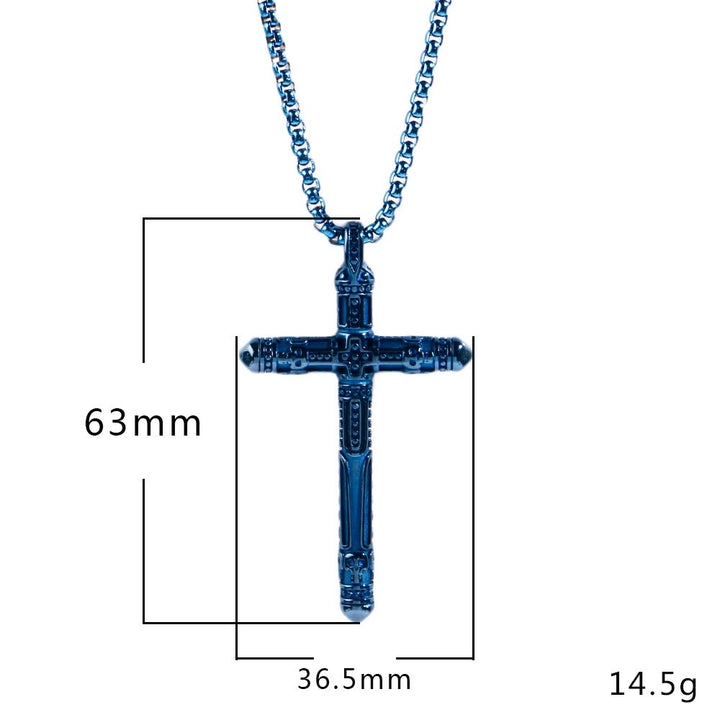 Christianartworkshop Floral Engraved Cross Colorful Pendant Necklace