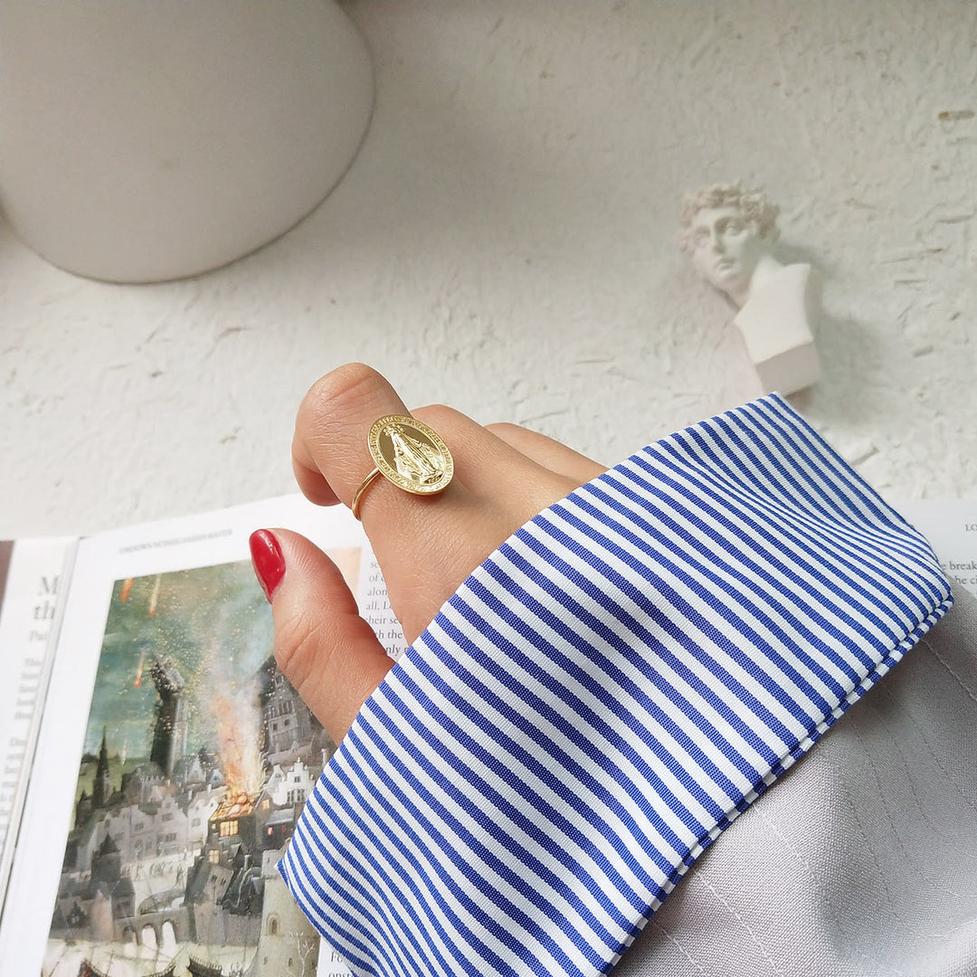 Christianartworkshop S925 Sterling Silver Miraculous Mary Bless Protection Ring - image 8