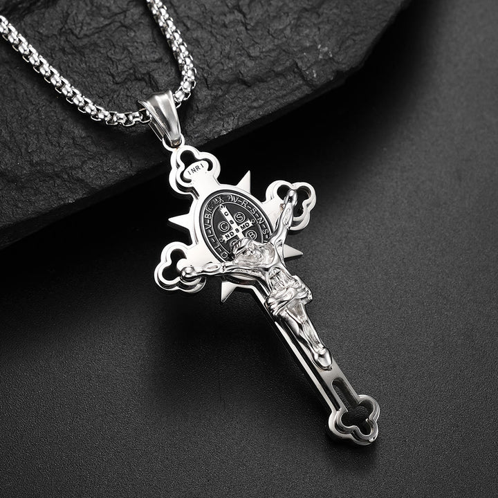 Christianartworkshop St. Benedict Symbol Crucifix Necklace - Metallic - 29.52''/80cm - image 8