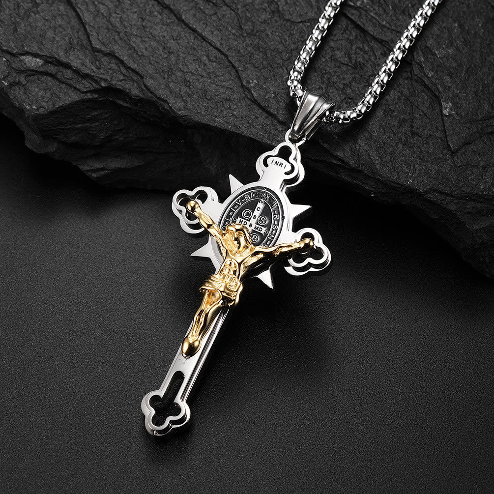 Christianartworkshop St. Benedict Symbol Crucifix Necklace - Metallic-gold - 29.52''/80cm - image 1