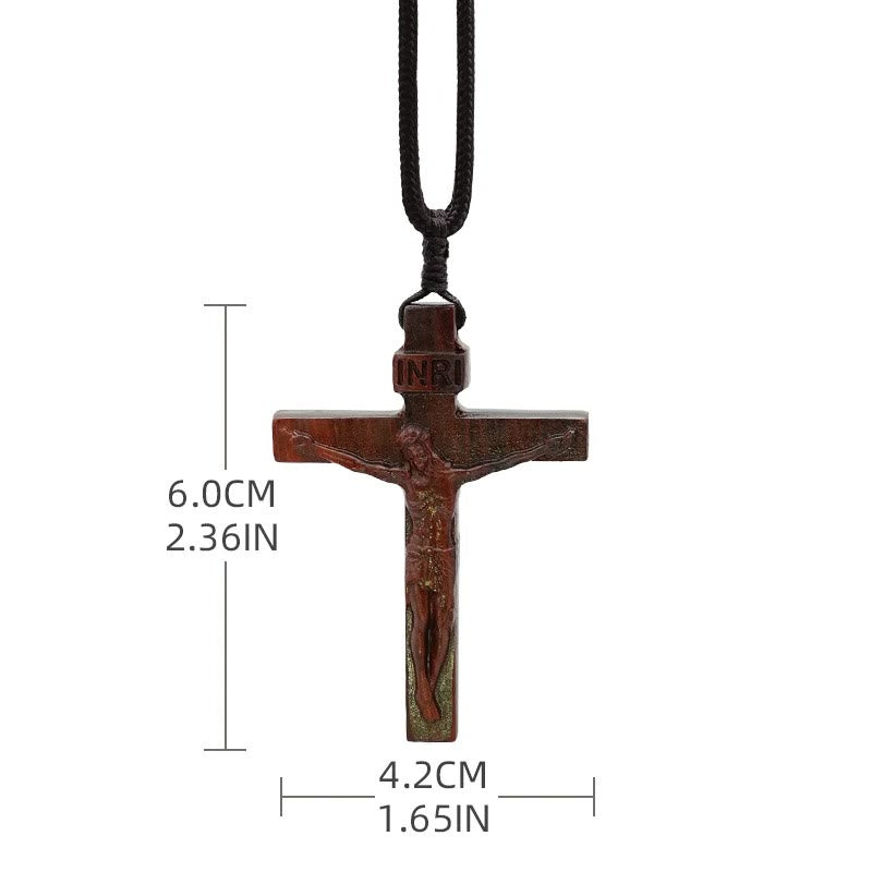 FREE Today: Christianartworkshop Jesus Crucifix Wooden Necklace (Made in Holy Land)