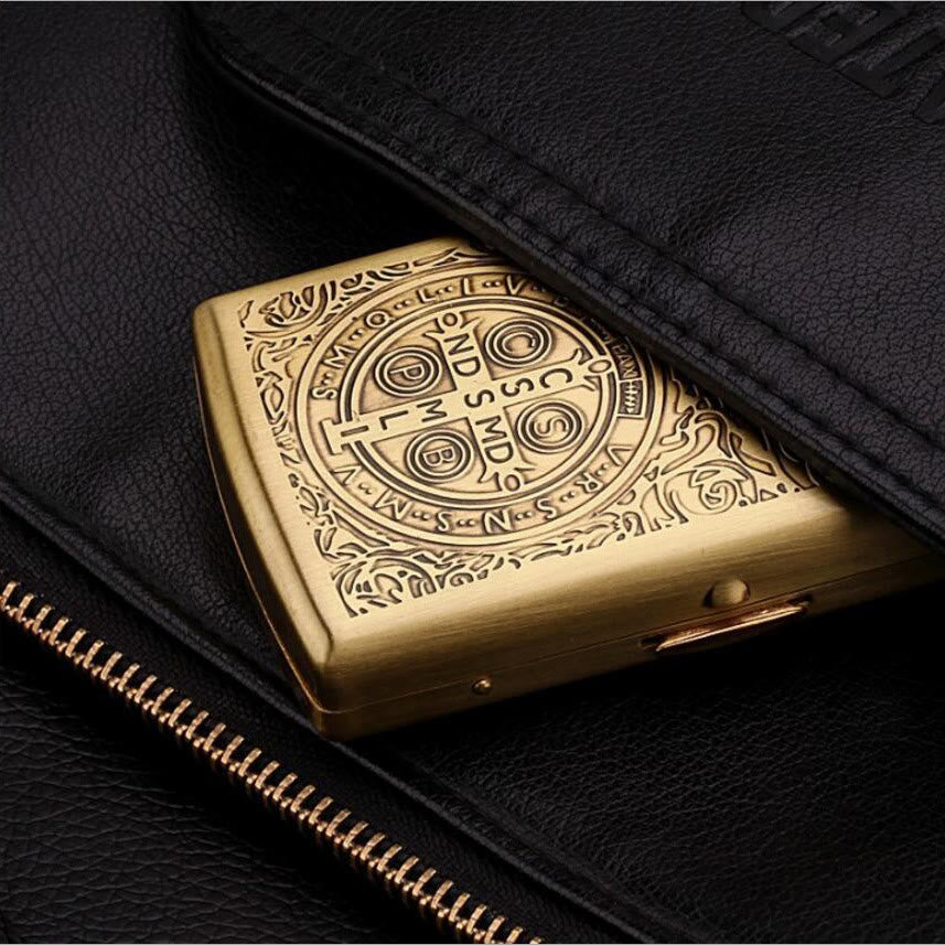 St. Benedict Cross Medallion Metal Cigarette Case - image 4
