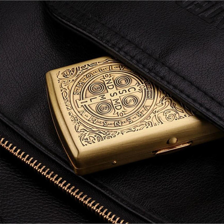 St. Benedict Cross Medallion Metal Cigarette Case - image 4