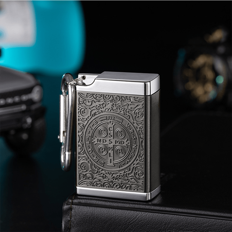 Portable St. Benedict Cross Medallion Cigarette Sealed Insulated Ashtray - Black - image 6
