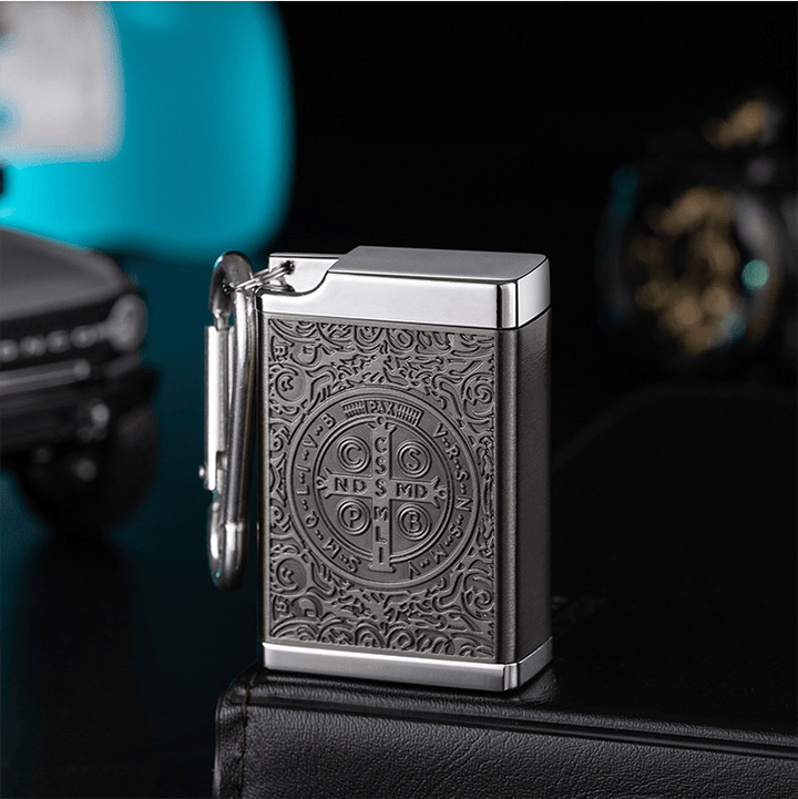 Portable St. Benedict Cross Medallion Cigarette Sealed Insulated Ashtray - Black - image 6
