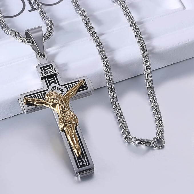 Christianartworkshop Crafted Jesus Christianartworkshop Crucifix Titanium Necklace - image 3