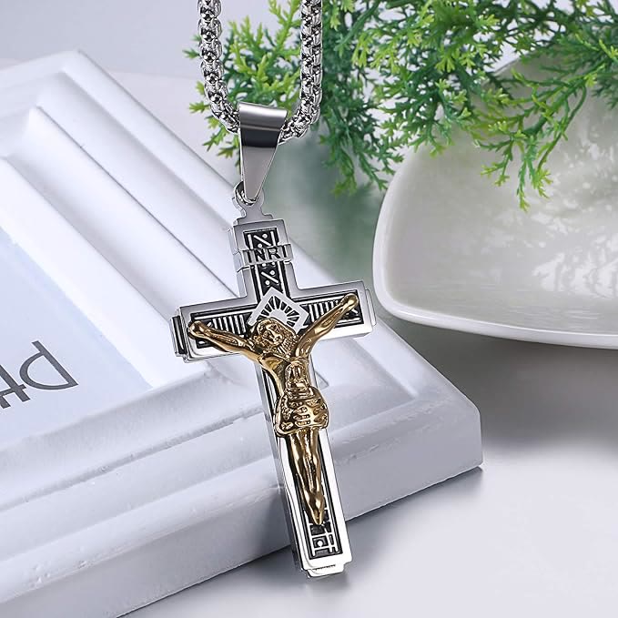 Christianartworkshop Crafted Jesus Christianartworkshop Crucifix Titanium Necklace - image 4