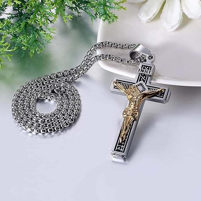 Christianartworkshop Crafted Jesus Christianartworkshop Crucifix Titanium Necklace - image 2