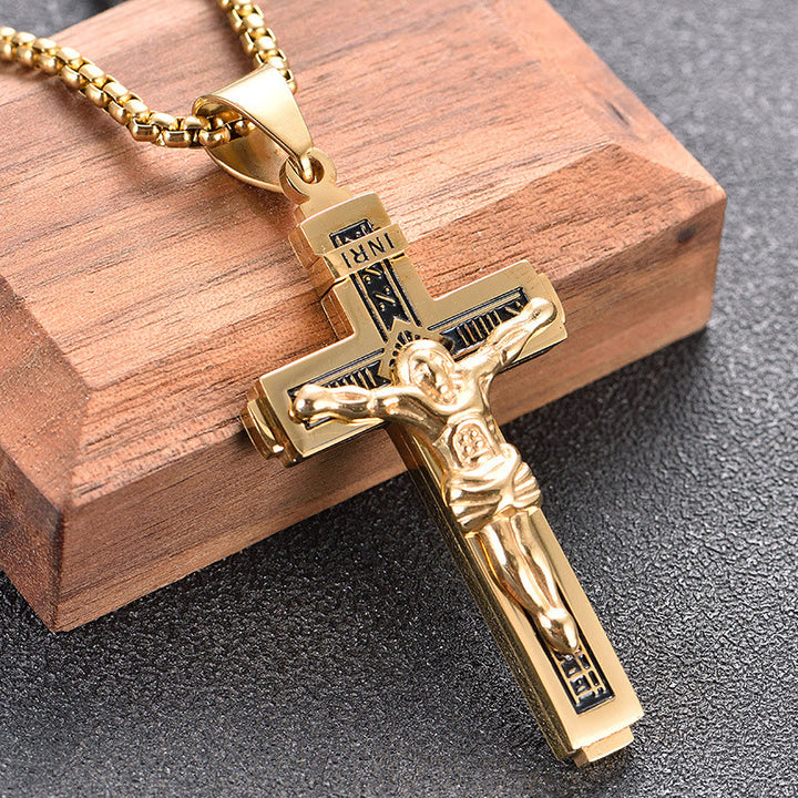 Christianartworkshop Crafted Jesus Christianartworkshop Crucifix Titanium Necklace - Golden - image 6