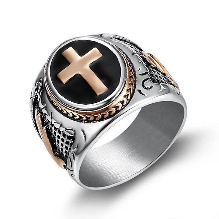 Christianartworkshop Retro Cross "Hand of God" Titanium Religion Ring - Rose gold - US15 - image 11