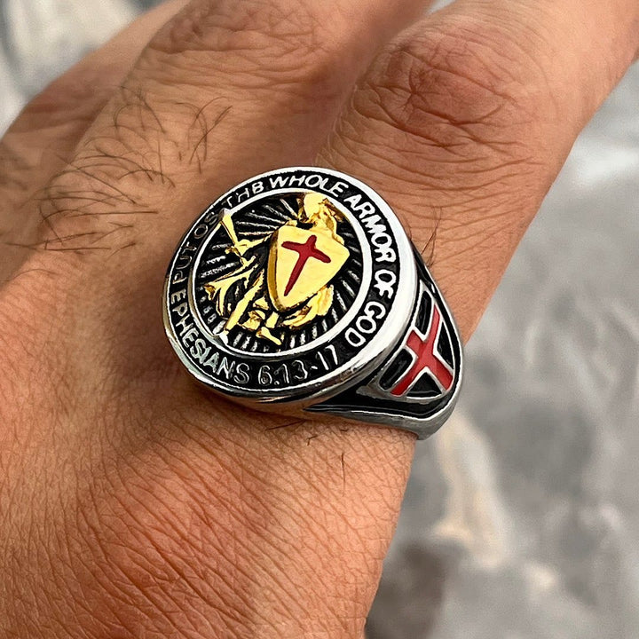 Christianartworkshop Knight's Armor Shield Protection Titanium Ring - image 2