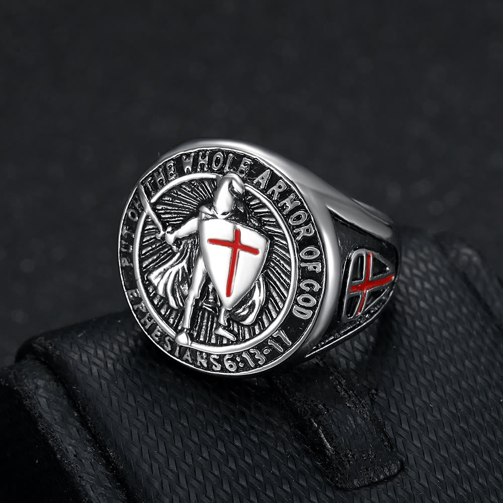 Christianartworkshop Knight's Armor Shield Protection Titanium Ring - Silver - US 13 - image 7
