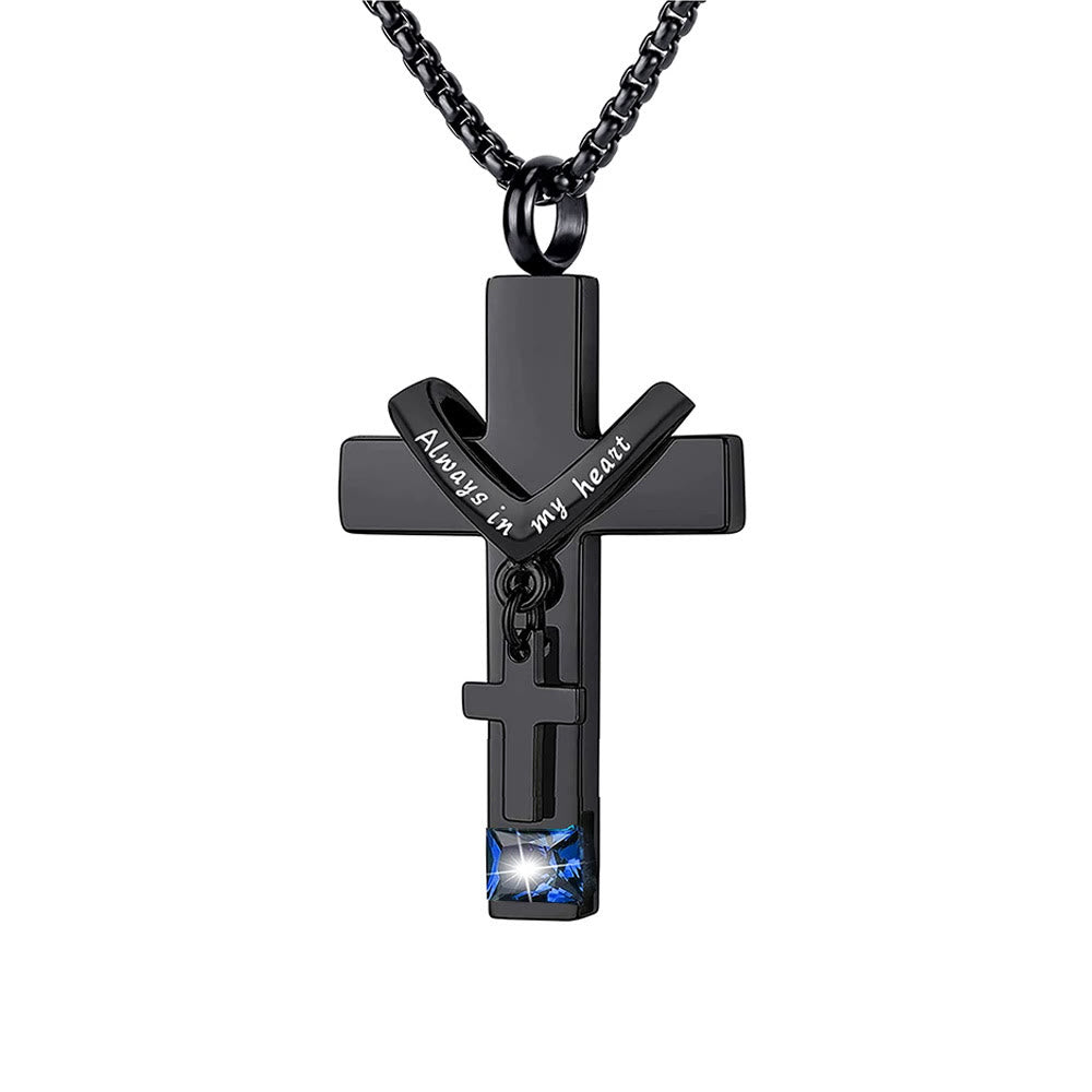 Christianartworkshop 12 Months Birthstone Double Cross Ashes Urn Pendant Necklace - September - image 16
