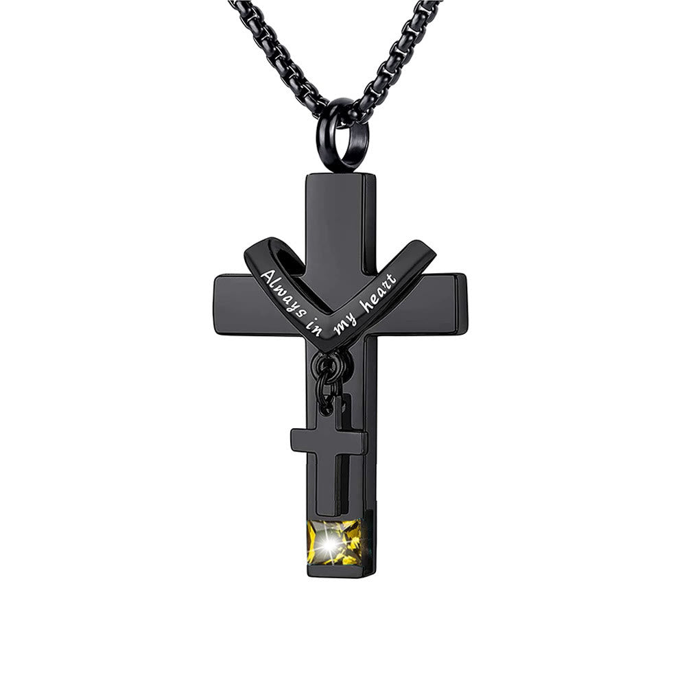 Christianartworkshop 12 Months Birthstone Double Cross Ashes Urn Pendant Necklace - November - image 18