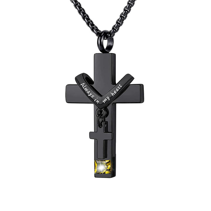 Christianartworkshop 12 Months Birthstone Double Cross Ashes Urn Pendant Necklace - November - image 18