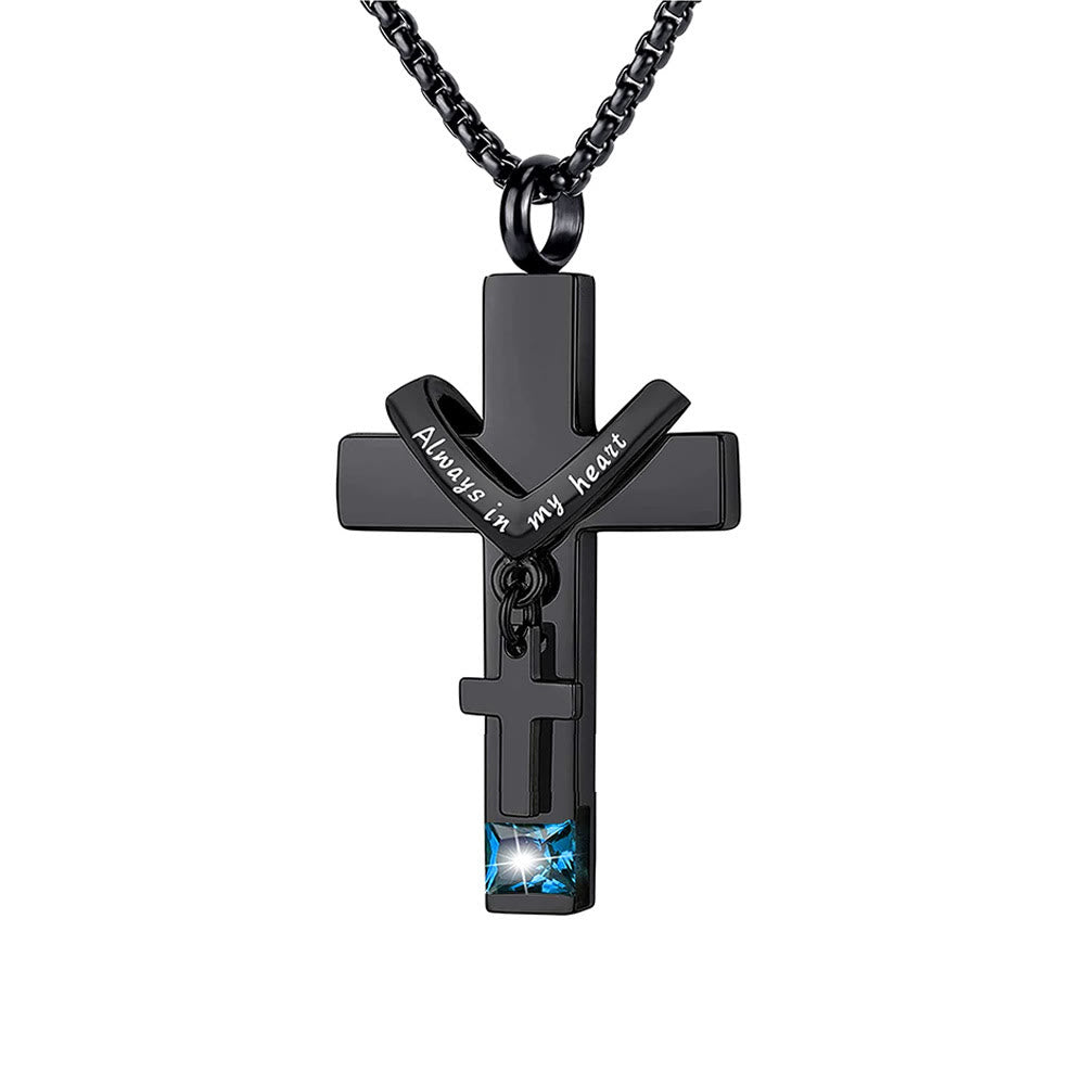Christianartworkshop 12 Months Birthstone Double Cross Ashes Urn Pendant Necklace - December - image 19