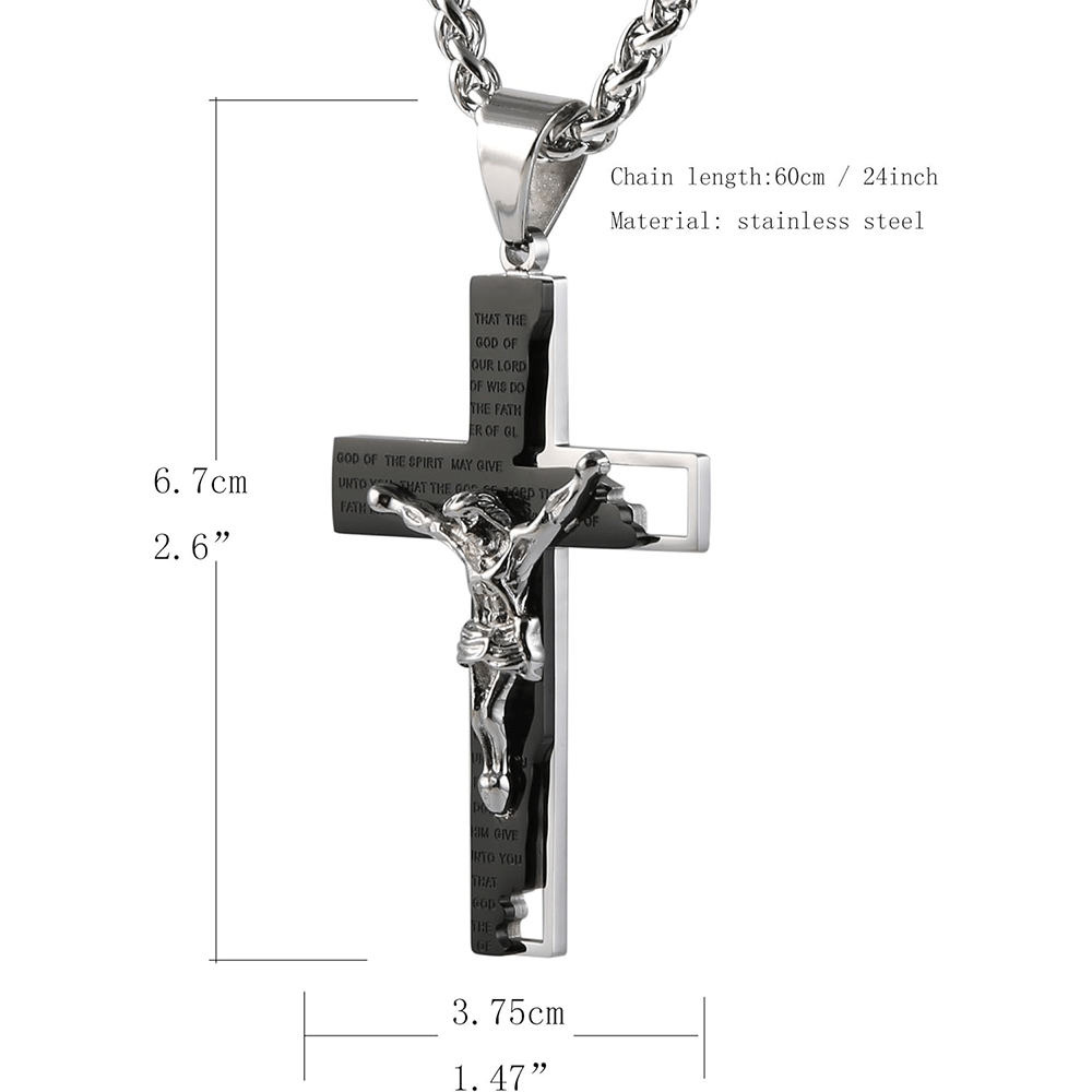 Christianartworkshop Stainless Steel Crucifix Bible Prayer Pendant Necklace Chain - image 11