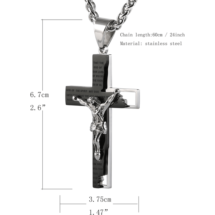 Christianartworkshop Stainless Steel Crucifix Bible Prayer Pendant Necklace Chain - image 11