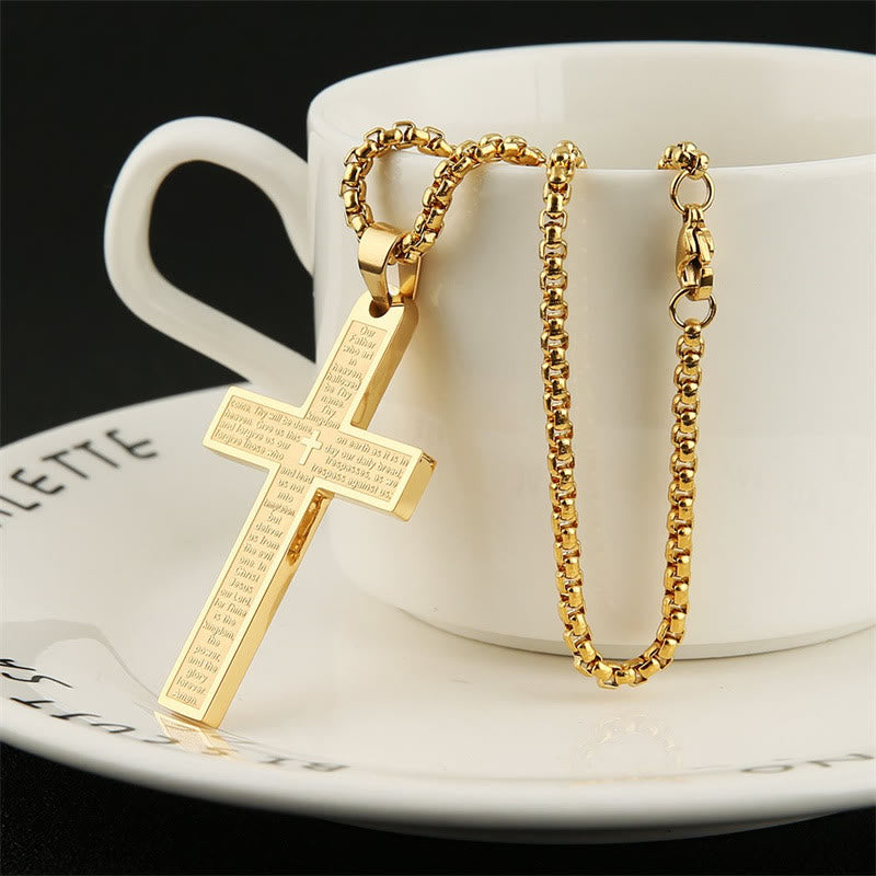Christianartworkshop Stainless Steel Lord's Prayer Pendant Cross Necklace - image 2